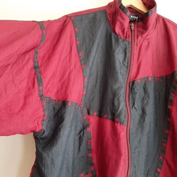Vintage WEEKEND EDITION Windbreaker Jacket Patchwork Dolman Sleeve Sz L - Picture 4 of 14